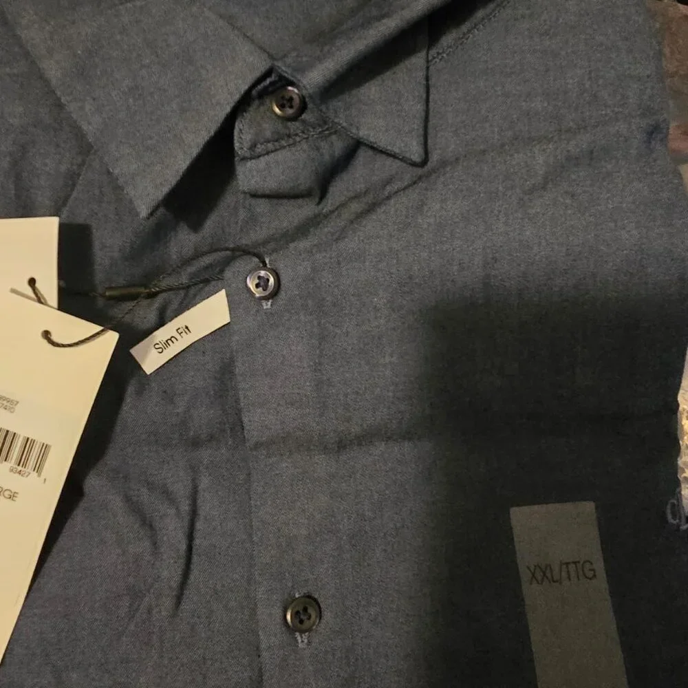 Calvin Klein Blue Casual Button Down Shirt - Picture 5 of 7